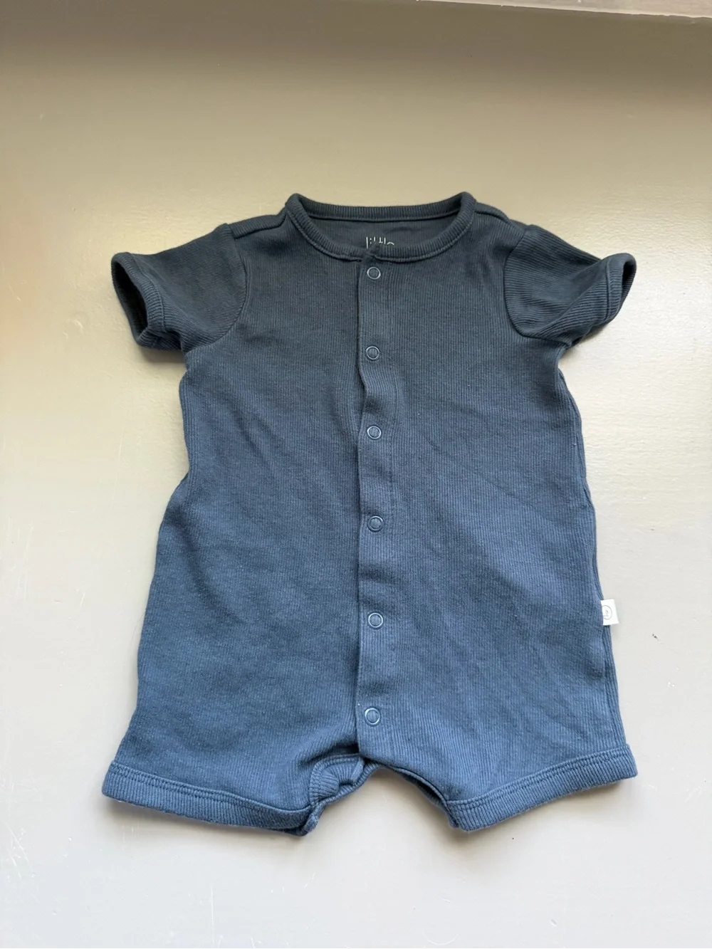 Carter's Cream Nautical Print & Navy Short-Sleeve One-Piece Set